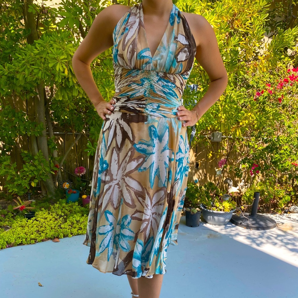 Flowy Badgley Mischka halter dress
